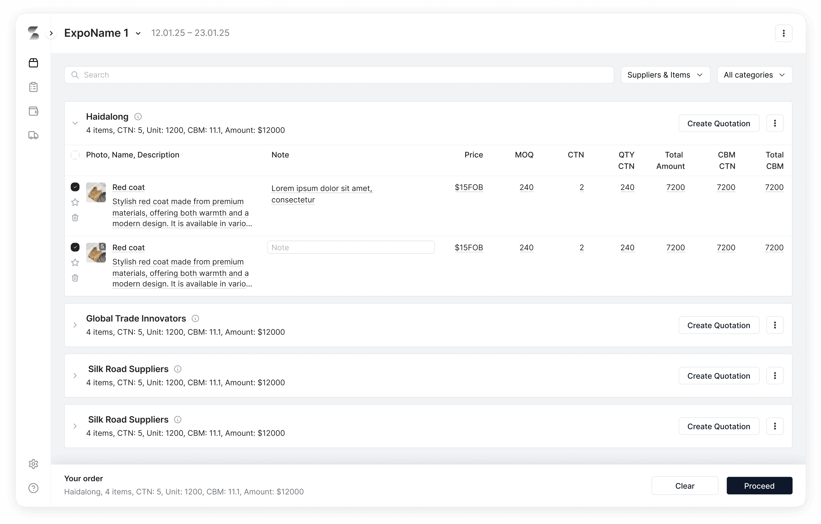 Fast order creation