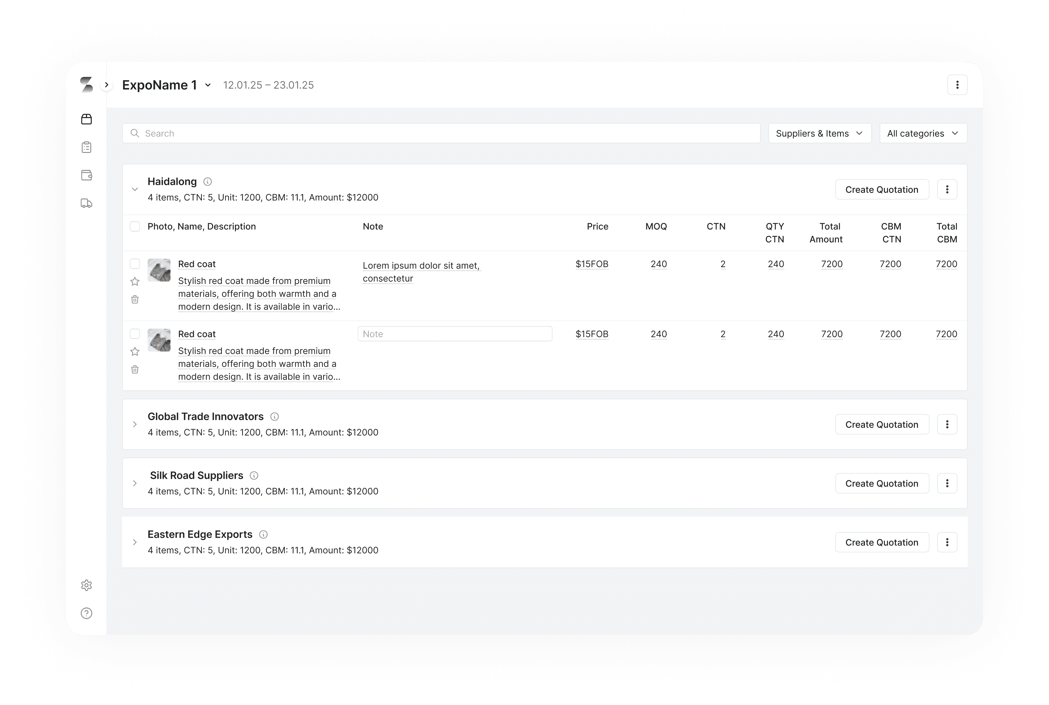 Procurement system interface